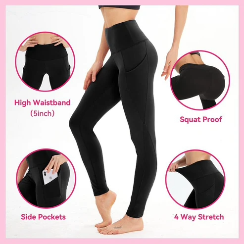 3 PACK TUMMY CONTROL LEGGINGS WITH POCKETS